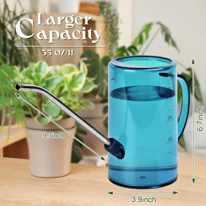 VKPLITE Plastic Watering Can - with Long Spout - 1/4 Gallon - 34 Oz - Sky Blue - Image 3
